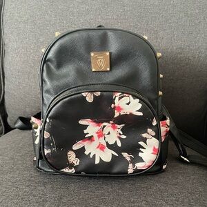 Black Floral Women's Small Backpack